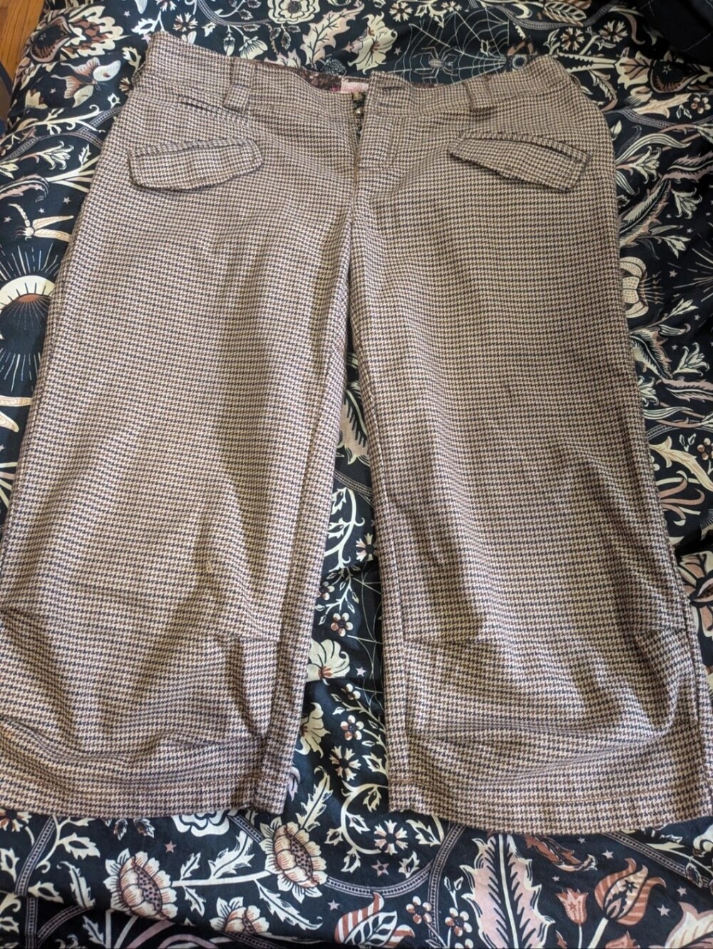 Free People Brown Houndstooth Cropped Pants